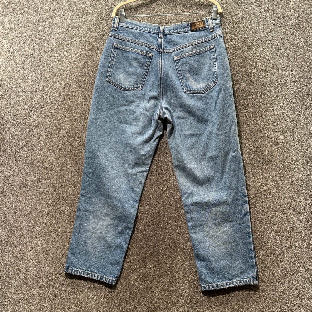 VTG LL Bean‎ Double L Flannel Blanket Lined Jeans Womens 14P Blue Denim Relaxed - Picture 2 of 15